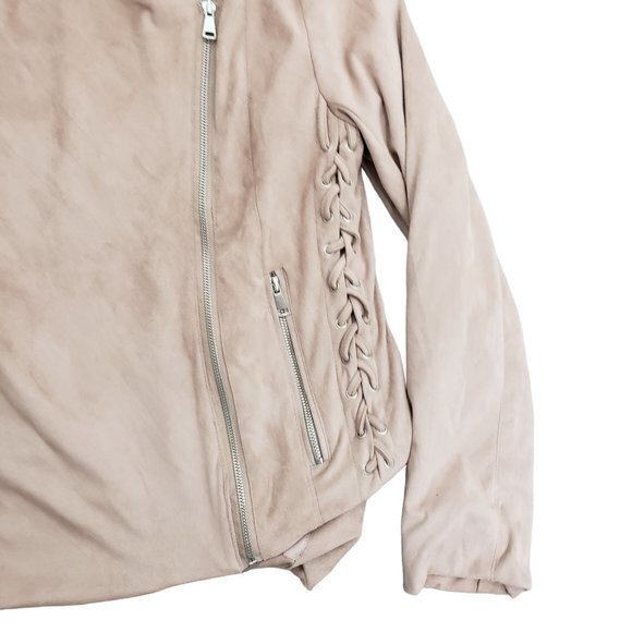 Miami Womens Size Medium‎ Tan Colored Super Soft Faux Suede Asymmetrical Jacket - Picture 3 of 7